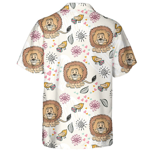 Birds Lions With Hearts Flowers And Leaves Hawaiian Shirt, Hawaiian Shirt Gift, Christmas Gift