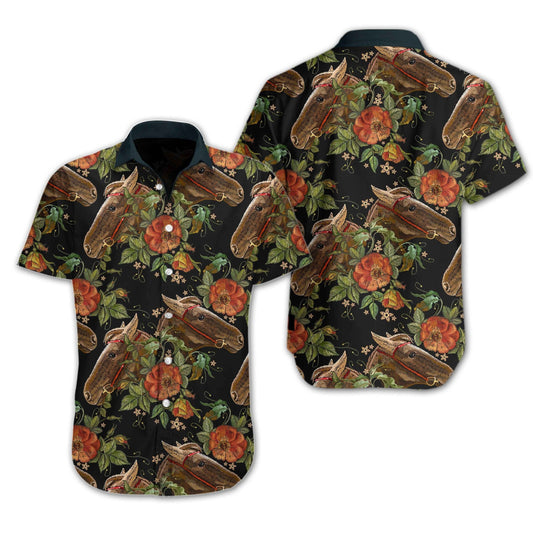 Horse Embroidery The Blooming Design Hawaiian Shirt, Hawaiian For Gift