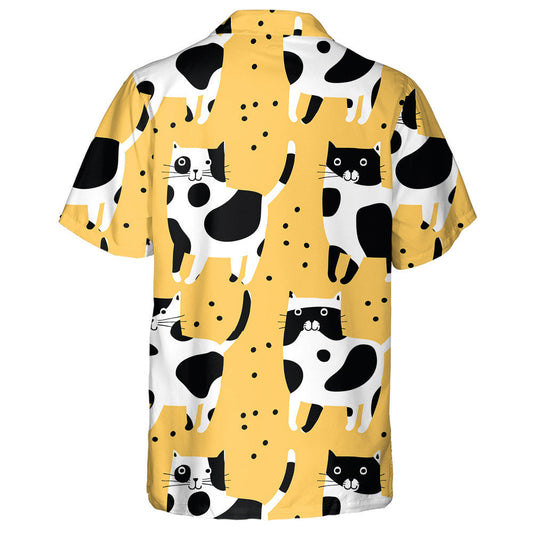 Spotted Cats On A Yellow Background Hawaiian Shirt,Hawaiian Shirt Gift, Christmas Gift