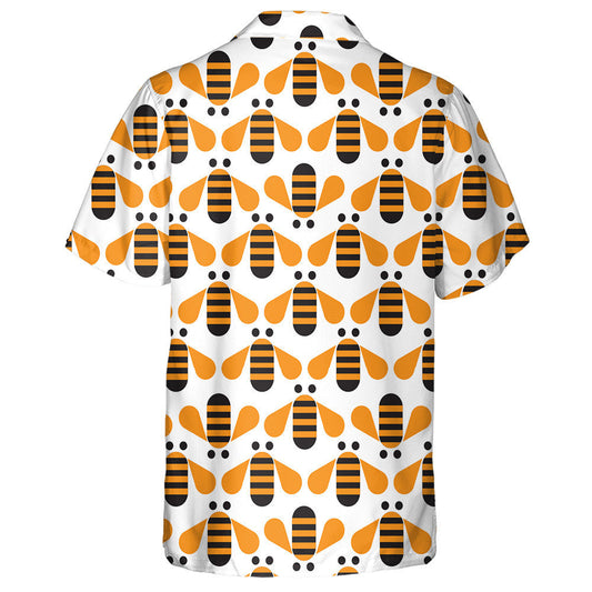 Natural Summer Orange Bees On White Hawaiian Shirt,Hawaiian Shirt Gift, Christmas Gift