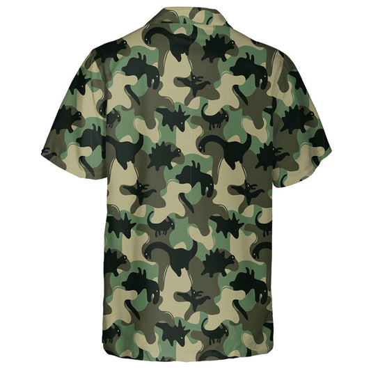 Scáthchruth cnámharlaigh dhineasár dubh patrún camo glas Léine haváí, bronntanas Léine haváíais, bronntanas Nollag