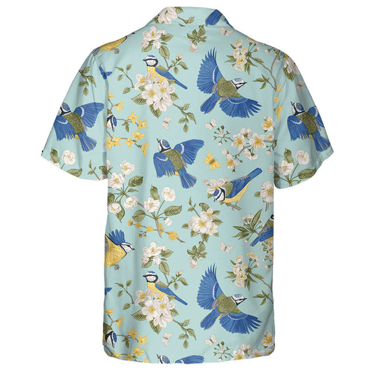 Flying Tit Bird And Beautiful Booming Trees Hawaiian Shirt, Hawaiian Shirt Gift, Christmas Gift