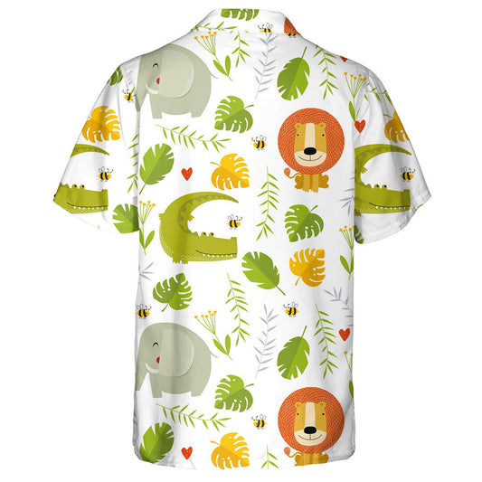 Lion Crocodile Bee Elephant And Tropical Leaf Hawaiian Shirt, Hawaiian Shirt Gift, Christmas Gift