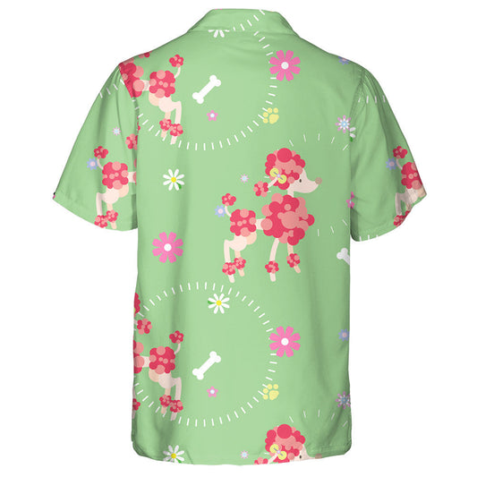 Red Poodle Dog With Bone Footprint And Flower Hawaiian Shirt, Hawaiian Shirt Gift, Christmas Gift
