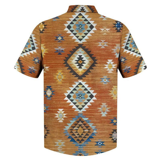 Native American Triangle Pattern Orange Theme Hawaiian Shirt,Hawaiian Shirt Gift, Christmas Gift