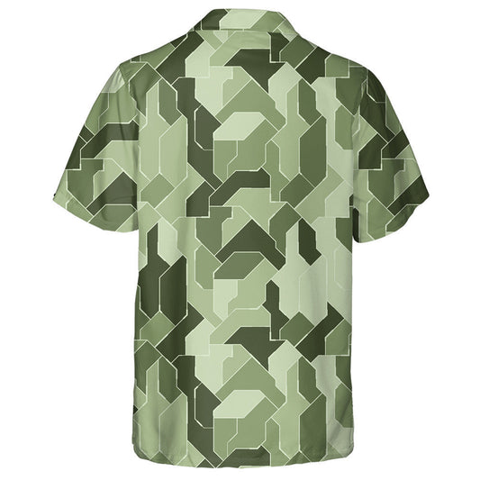 Modern Geometric Green Camouflage Pattern Hawaiian Shirt,Hawaiian Shirt Gift, Christmas Gift