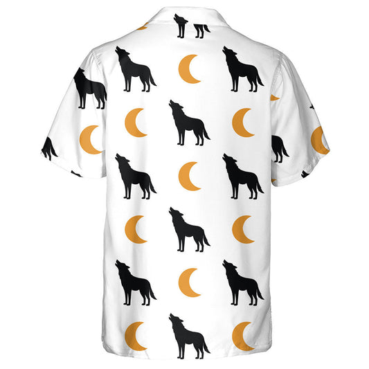 Simple Background With A Wolf And Moon Hawaiian Shirt,Hawaiian Shirt Gift, Christmas Gift