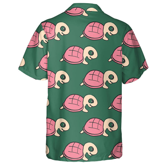 Pink Turtle On Green Animal Background Hawaiian Shirt,Hawaiian Shirt Gift, Christmas Gift