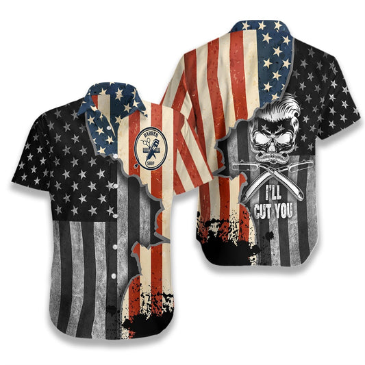 Barber Shop Polka Dot Stripe Design Hawaiian Shirt,Hawaiian Shirt Gift, Christmas Gift