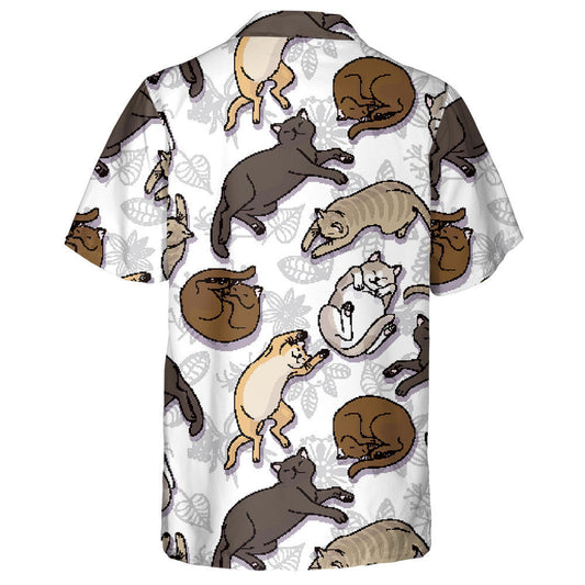 Funny Cats On Floral Leaves Background Hawaiian Shirt,Hawaiian Shirt Gift, Christmas Gift