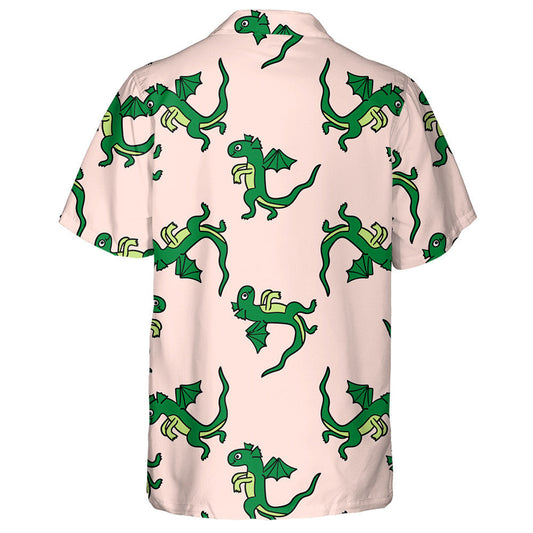 Green Dragon On Pink Monster Background Hawaiian Shirt,Hawaiian Shirt Gift, Christmas Gift