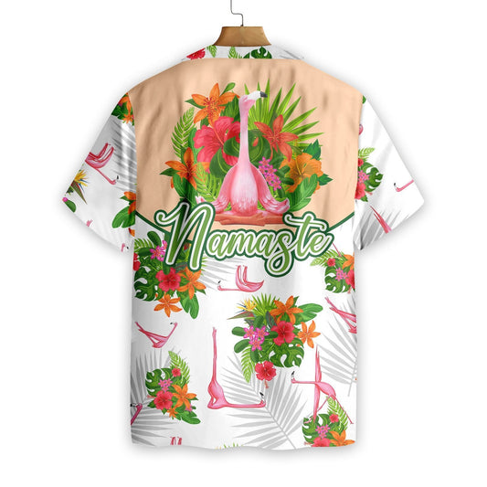 Tropical Workout Yoga Flamingo Namaste Pattern Hawaiian Shirt,Hawaiian Shirt Gift, Christmas Gift