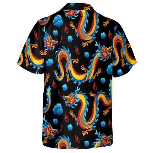 Chinese Dragons And Blue Cloud Asian Mythological Hawaiian Shirt, Hawaiian Shirt Gift, Christmas Gift