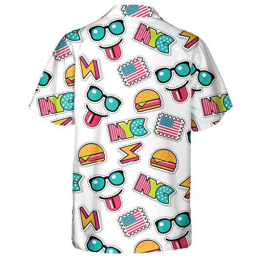 Funny American Icons Lifestyle Doodle Pattern Hawaiian Shirt,Hawaiian Shirt Gift, Christmas Gift