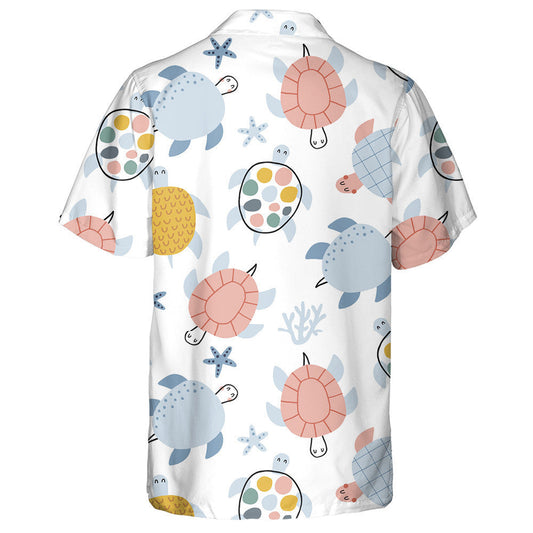Colorful Style Cute Turtles On White Background Hawaiian Shirt, Hawaiian Shirt Gift, Christmas Gift