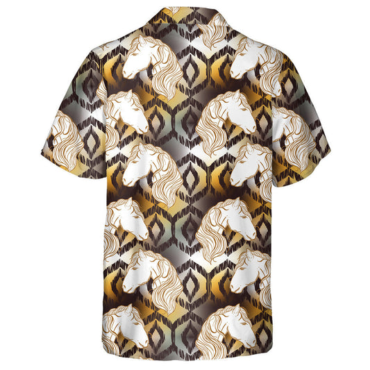 Bohemian With Horses And Ikat Ogee Texture Hawaiian Shirt, Hawaiian Shirt Gift, Christmas Gift