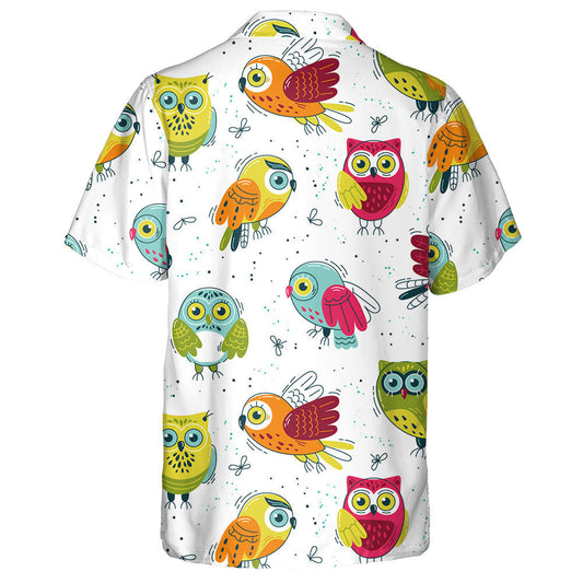 Multicolored Brid Owls In Dirrefent Poses Hawaiian Shirt,Hawaiian Shirt Gift, Christmas Gift