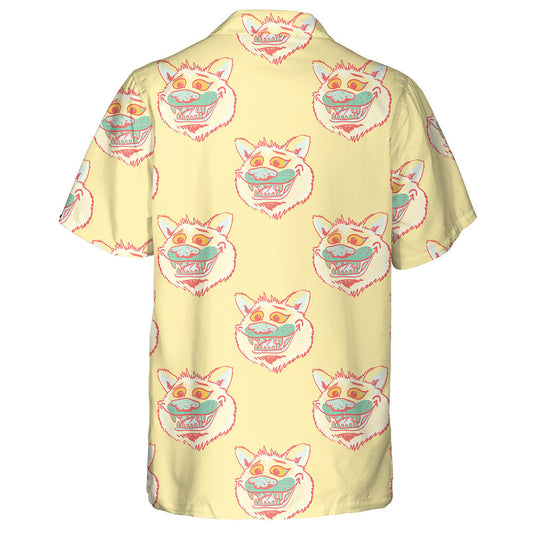 Funky Wolf Smiling In Cartoon Style Hawaiian Shirt,Hawaiian Shirt Gift, Christmas Gift