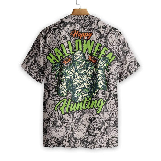 Happy Halloween The Mummy Hunting Background Hawaiian Shirt, Hawaiian For Gift