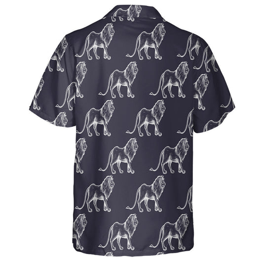 Old Engraving African Lions On Black Background Hawaiian Shirt, Hawaiian Shirt Gift, Christmas Gift