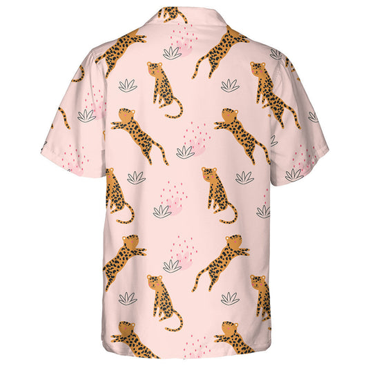 Ainmhithe Fiáine Jungle Liopard hAfraice Le Duilleoga Tropacha Léine Haváís, Bronntanas Léine Haváís, Bronntanas Nollag