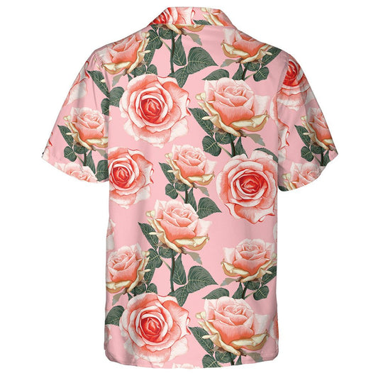 Beautiful Pink Pastel Rose Flowers Branch Vintage Design Hawaiian Shirt, Hawaiian Shirt Gift, Christmas Gift
