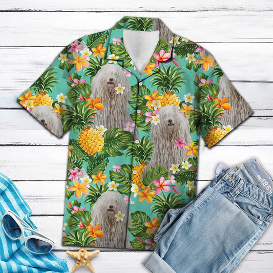 Tropical Pineapple Puli Vintage Style Hawaiian Shirt,Hawaiian Shirt Gift, Christmas Gift
