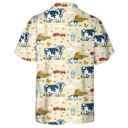 Hand Draw Cows On A Farm Background Hawaiian Shirt, Hawaiian Shirt Gift, Christmas Gift