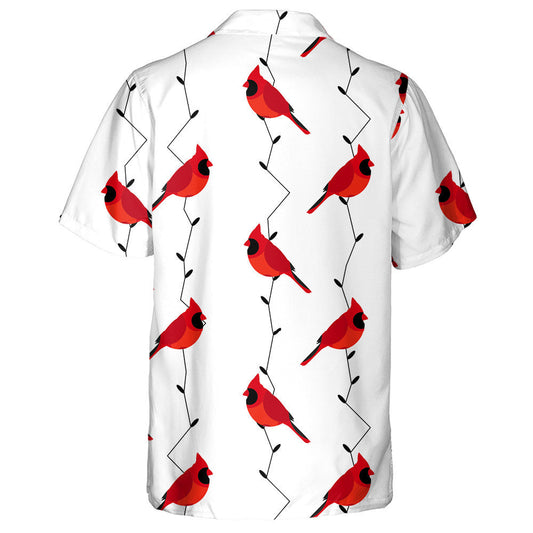 Red Cardinal And Branches On White Hawaiian Shirt,Hawaiian Shirt Gift, Christmas Gift
