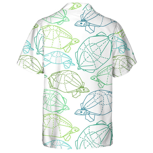 Origami Turtles Drawing Illustration On White Hawaiian Shirt,Hawaiian Shirt Gift, Christmas Gift