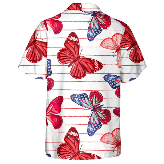 Téama Féileacáin Dearga Agus Gorma Ar Stráice Deirge Léine Haváís, Bronntanas Léine Haváíais, Bronntanas Nollag