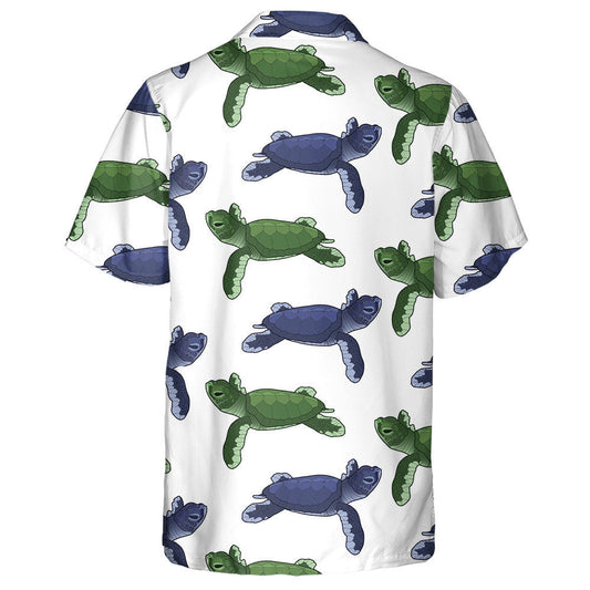 Turtar Gorm Agus Glas Leithlisithe Ar Chúlra Bán Léine Haváís, Bronntanas Léine Haváíais, Bronntanas Nollag