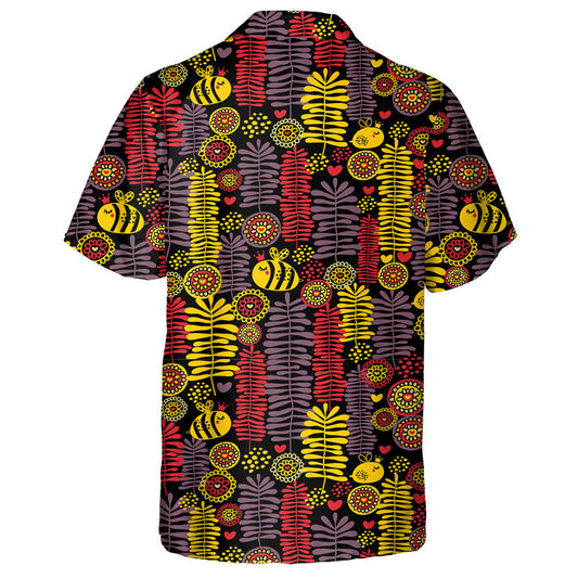 Natural Summer Cartoon Floral And Bee In Crown Hawaiian Shirt, Hawaiian Shirt Gift, Christmas Gift