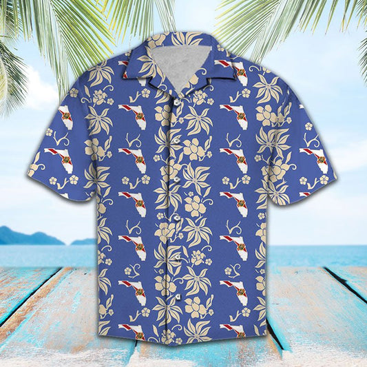 Vivid Flower Gift For Florida Lover Pattern Hawaiian Shirt, Hawaiian Shirt Gift, Christmas Gift