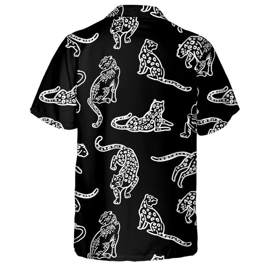 Treocht Liopard Fiáine agus Tíogairí ar Chúlra Dubh Léine Haváí, Bronntanas Léine Haváíais, Bronntanas Nollag