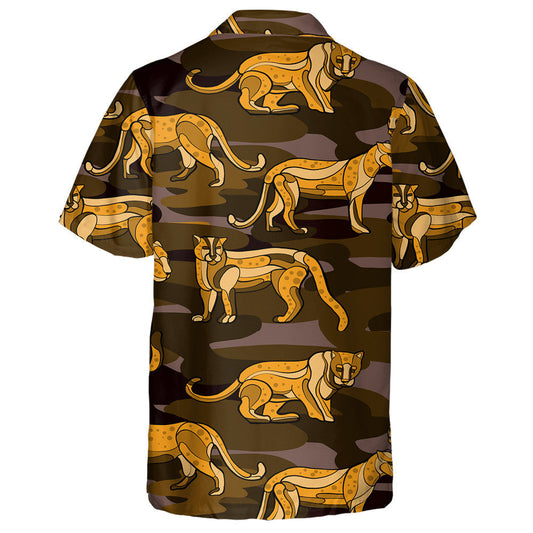 Cúlra Donn Liopard Ainmhithe Trendy Tarraingthe le Láimh Léine Haváís, Bronntanas Léine Haváís, Bronntanas Nollag