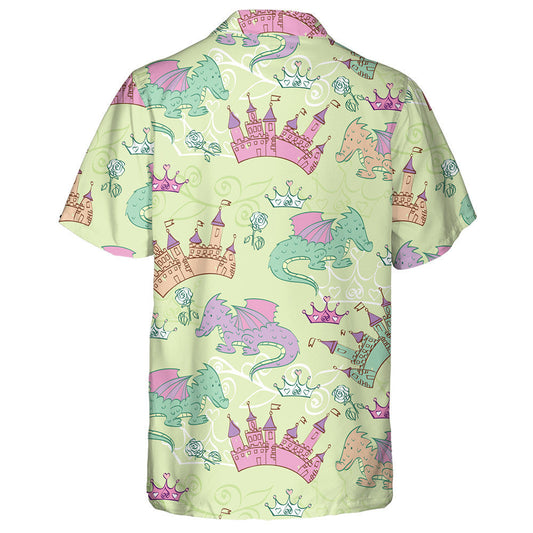Dragon With Princess Accessories And Castle Hawaiian Shirt,Hawaiian Shirt Gift, Christmas Gift