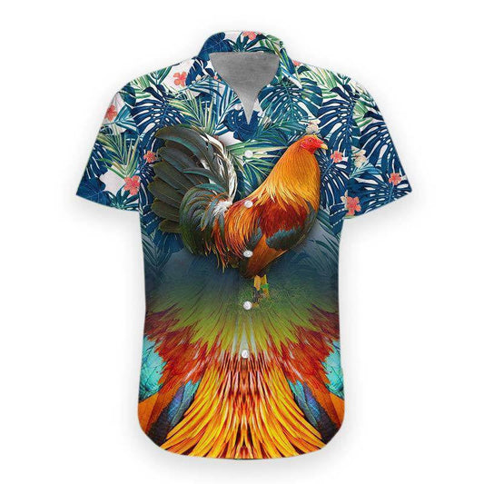 Kawaii Powerful Rooster Crazy Ornamental Hawaiian Shirt, Hawaiian For Gift