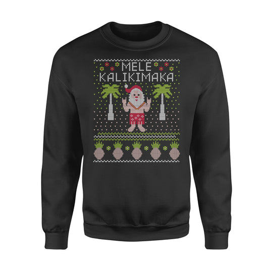 Mele Kalikimaka Hawaiian Santa themed funny sweatshirt gifts christmas ugly sweater for men and women