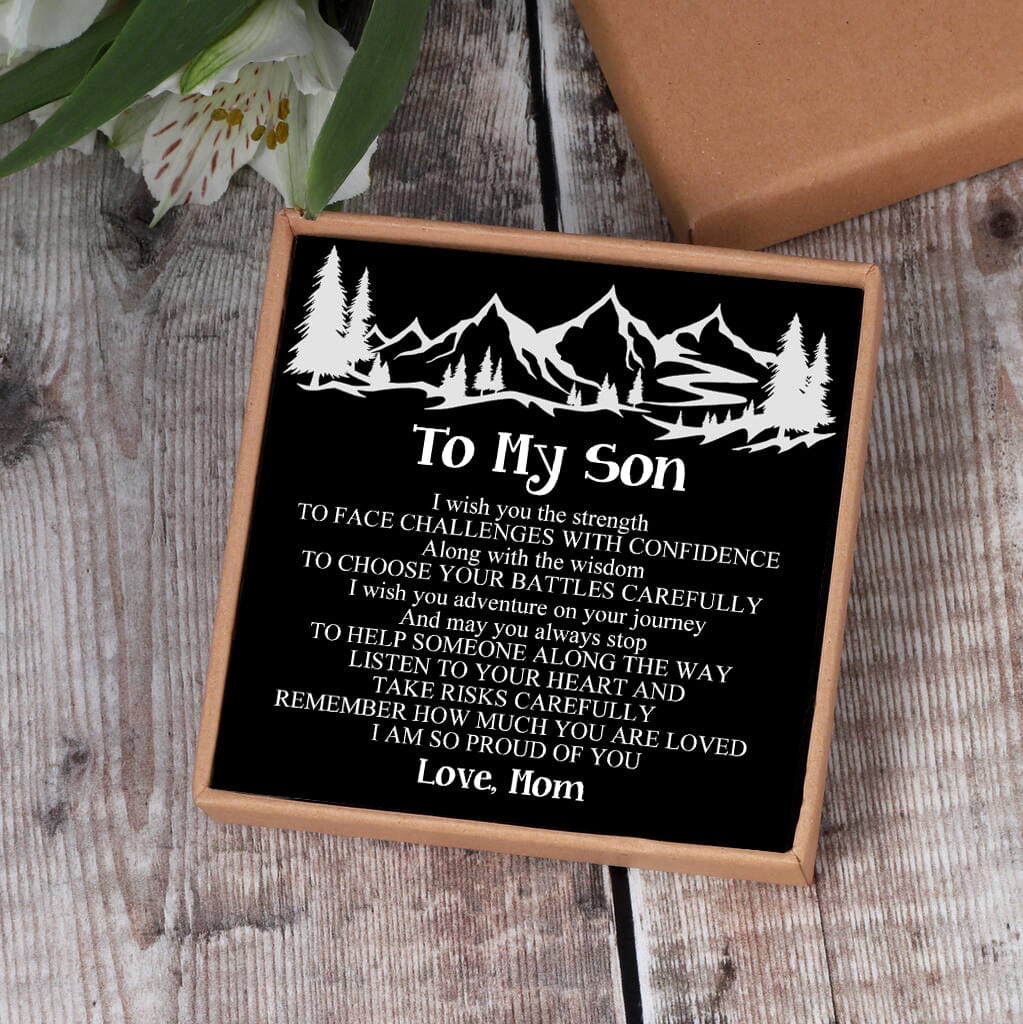 Mom To Son - I Am So Proud Of You Black Beaded Bracelets For Men