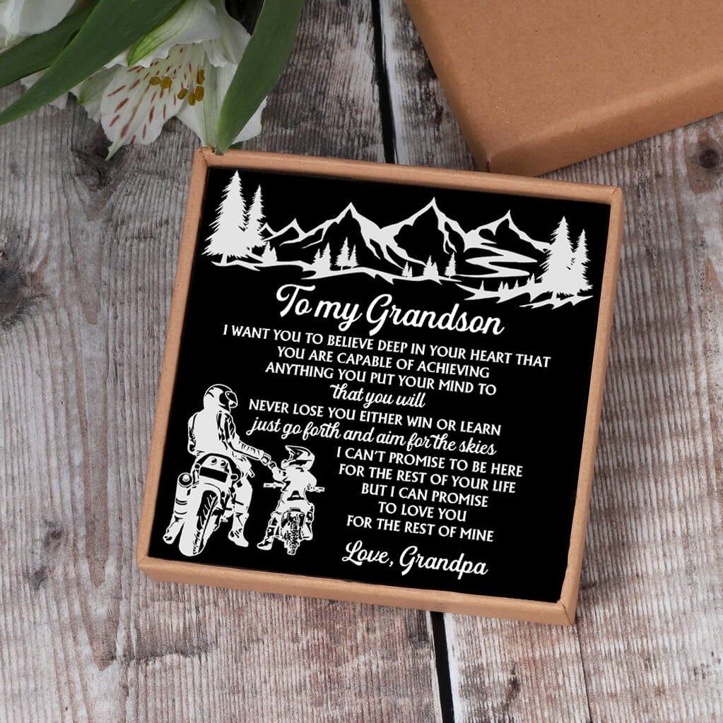 Grandpa To Grandson - Believe Deep In Your Heart Black Beaded Bracelets For Men