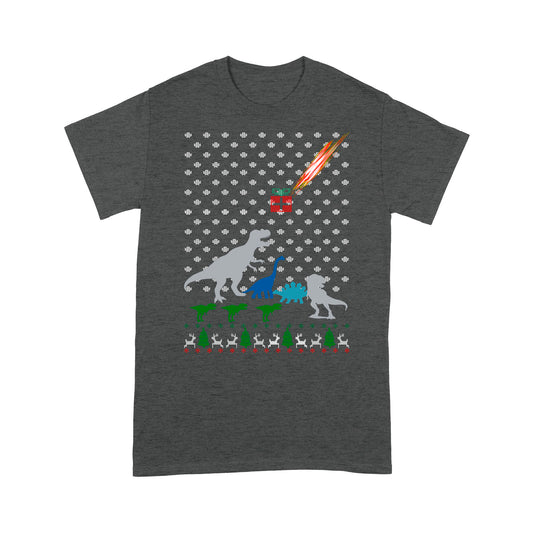 Dinosaurs Meteor Bronntanas Greannmhar Nollag Bronntanas Léine Tee Don Nollaig