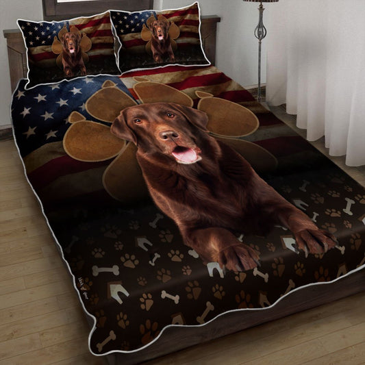 Chocolate Labrador Dog Paw Quilt Bedding Set Bedroom Set Bedlinen 3D,Bedding Christmas Gift,Bedding Set Christmas