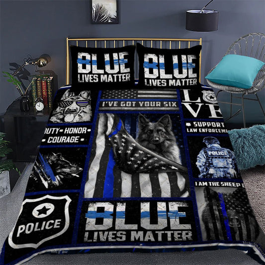 Thin Blue Line - Police Dog Quilt Bedding Set Bedroom Set Bedlinen 3D,Bedding Christmas Gift,Bedding Set Christmas