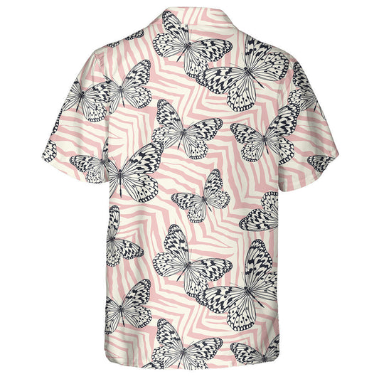 Theme Butterfly On Zebra Trendy Animal Motif Hawaiian Shirt, Hawaiian Shirt Gift, Christmas Gift