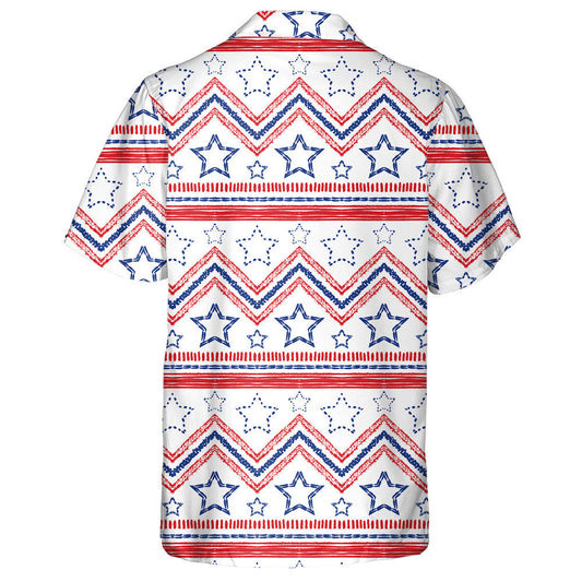 Tribal Ethnic Patriotic Red Blue American Stars Hawaiian Shirt, Hawaiian Shirt Gift, Christmas Gift