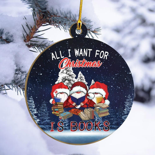 All I Want For Christmas Is Books Ornament, Christmas Ornament Gift, Christmas Gift, Christmas Decoration