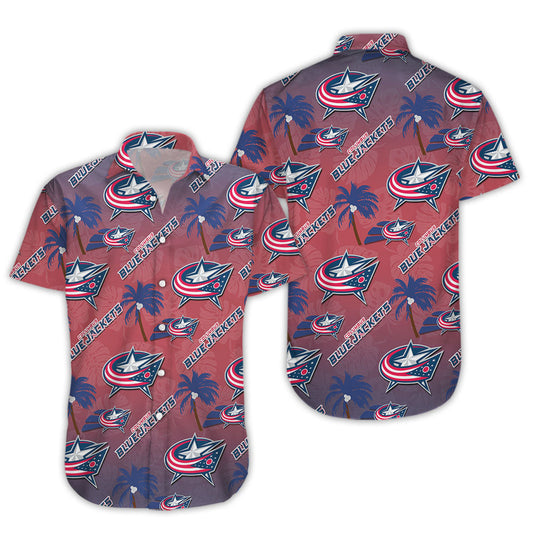 Columbus Blue Jackets Ice Hockey Team Aloha Shirt Hawaiian Aloha Shirt Hawaiian Shorts Beach Short Shirt, Hwaiian For Gift