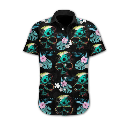 Into Darkness Skull Beach Design Hawaiian Shirt, Hawaiian For Gift
