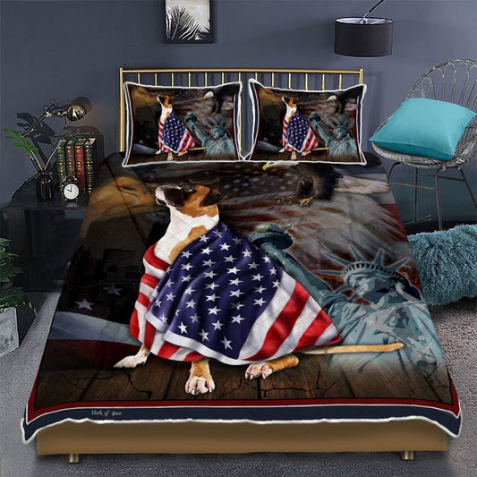 Boxer Dog American Patriot Quilt Bedding Set Bedroom Set Bedlinen 3D,Bedding Christmas Gift,Bedding Set Christmas
